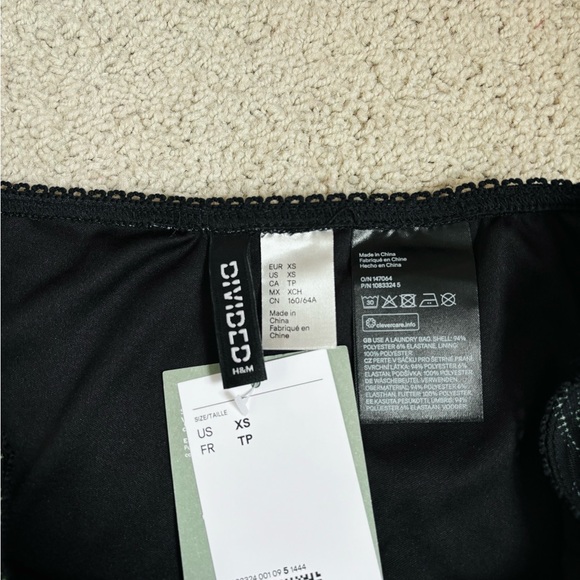 h&m black and green mesh abstract print slip midi skirt - Picture 5 of 11